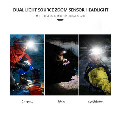 3 Modes Micro USB Rechargeable COB LED Headlamp Headlight Waterproof Head Torch