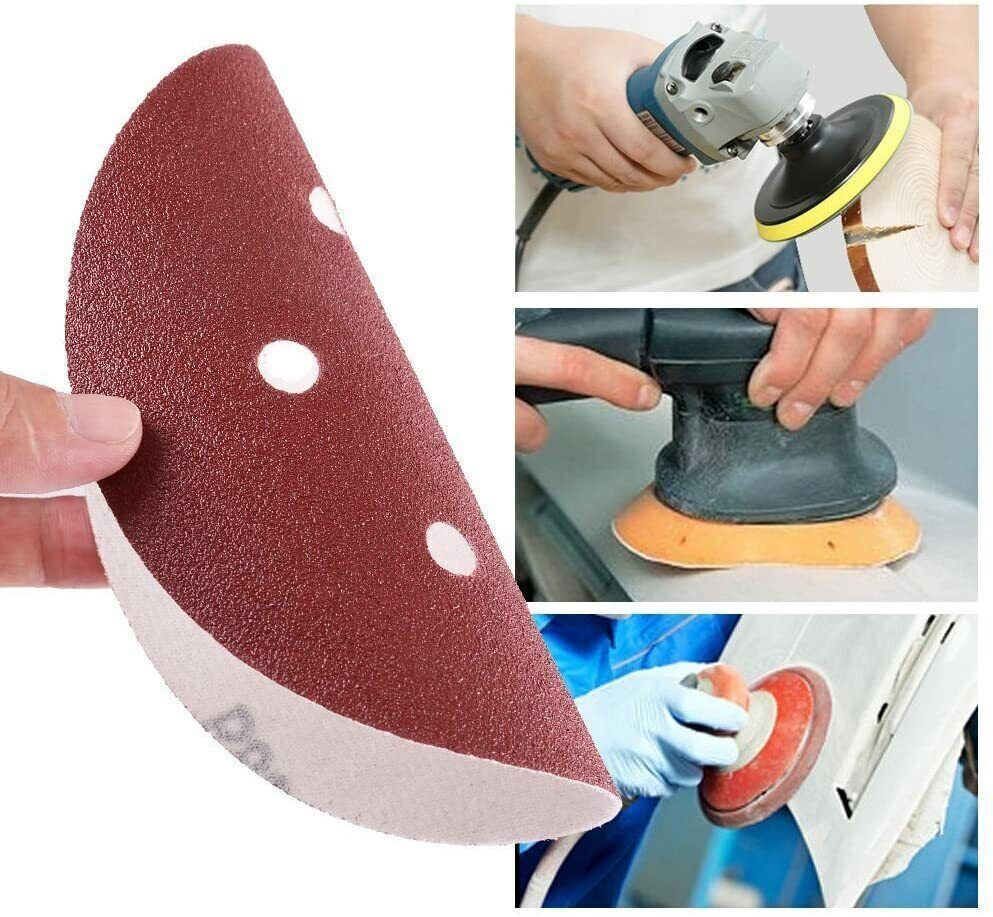 120PCS 150mm 6-Hole Sanding Discs 60-800 Grit Hook and Loop Orbital Sander Pads