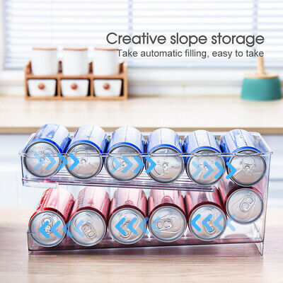 Ishopeasy 2pcs 2Tiers Stackable Beverage Holder Can Organizer Rack For Refrigerator Kitchen