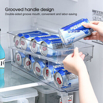 Ishopeasy 2pcs 2Tiers Stackable Beverage Holder Can Organizer Rack For Refrigerator Kitchen