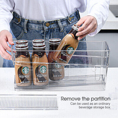 2 Tiers Stackable Beverage Holder Can Organizer Rack For Refrigerator Kitchen