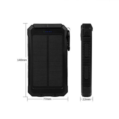 Ishopeasy 10000mAh Waterproof Solar Power Bank 2 USB LED External Backup Battery Charger