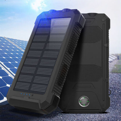 Ishopeasy 10000mAh Waterproof Solar Power Bank 2 USB LED External Backup Battery Charger