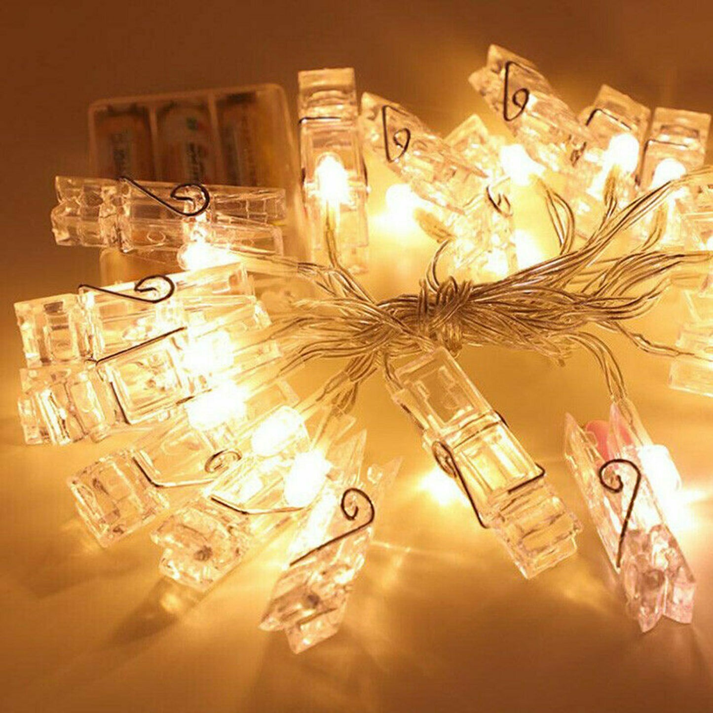 50 LED Hanging Picture Photo Peg Clip Fairy String Lights Wedding Party Decor