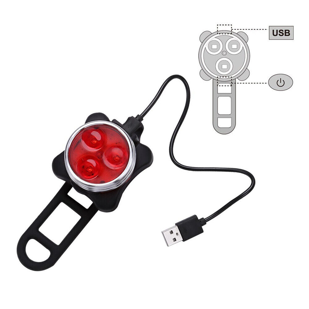 Waterproof Bicycle Bike Front Rear Tail Light Lamp USB Rechargeable Headlight AU