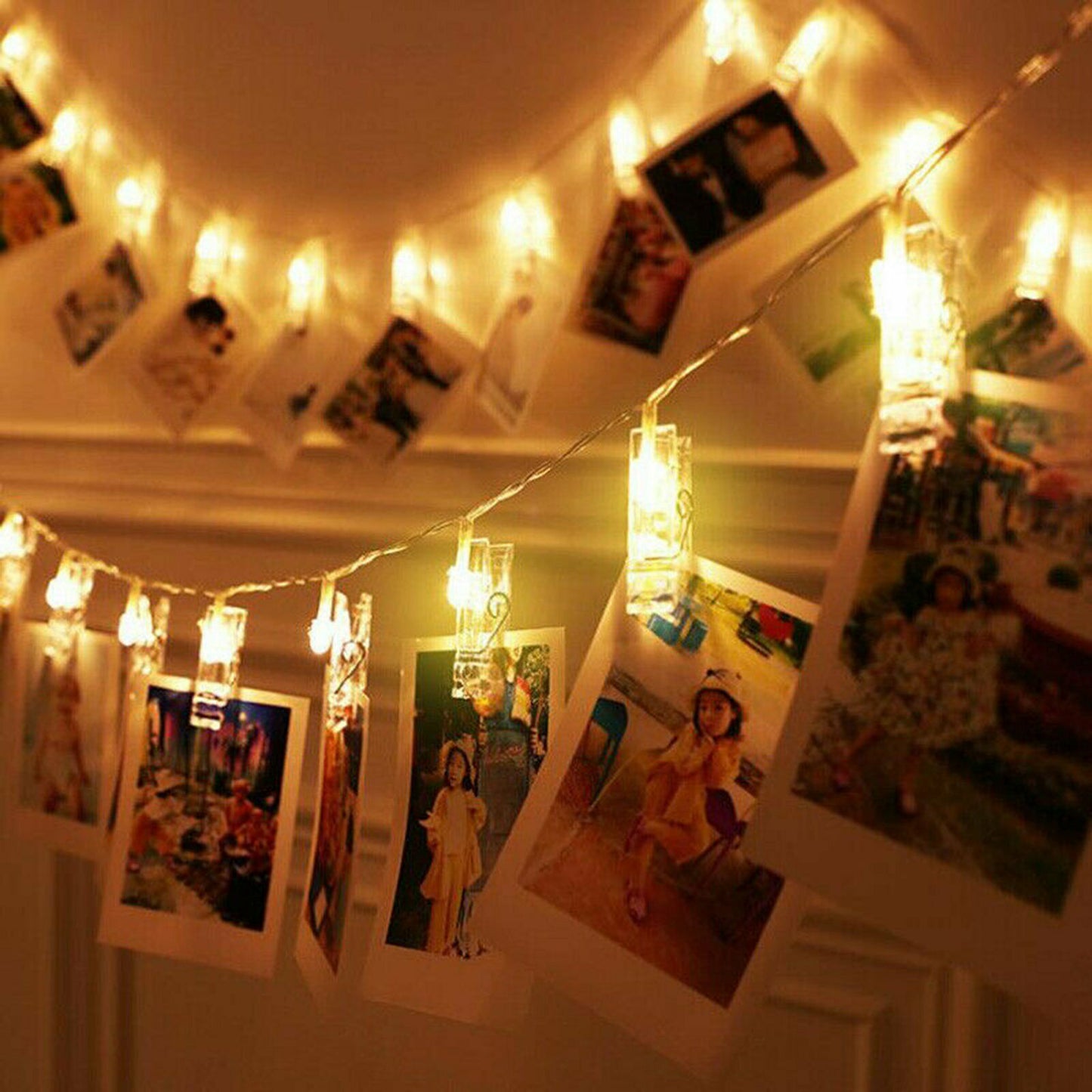 50 LED Hanging Picture Photo Peg Clip Fairy String Lights Wedding Party Decor