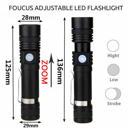 2X 60000lm CREE Q3-WC T6 LED Flashlight Torch USB Rechargeable Bike Mount