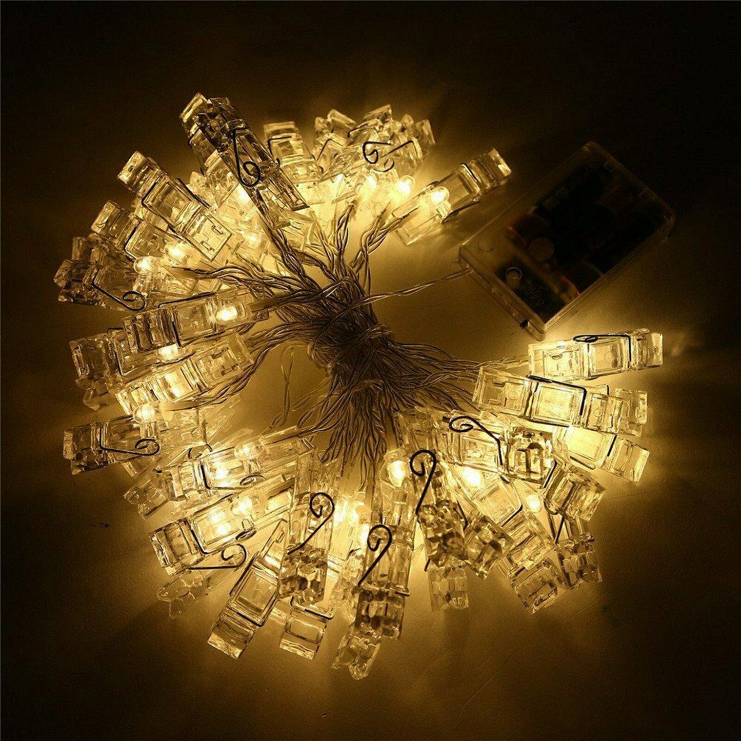 50 LED Hanging Picture Photo Peg Clip Fairy String Lights Wedding Party Decor