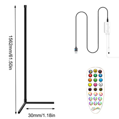 156CM RGB Floor Corner Lamp Light Stand bluetooth+Remote Control LED Streaming