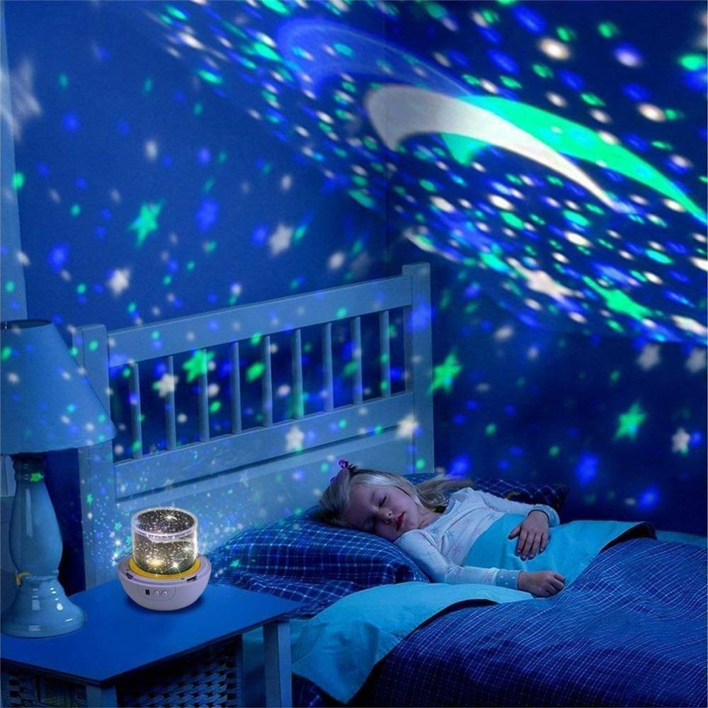 LED Rotating Projector Starry Night Light Star Sky Lights Baby Kids Bedside Lamp