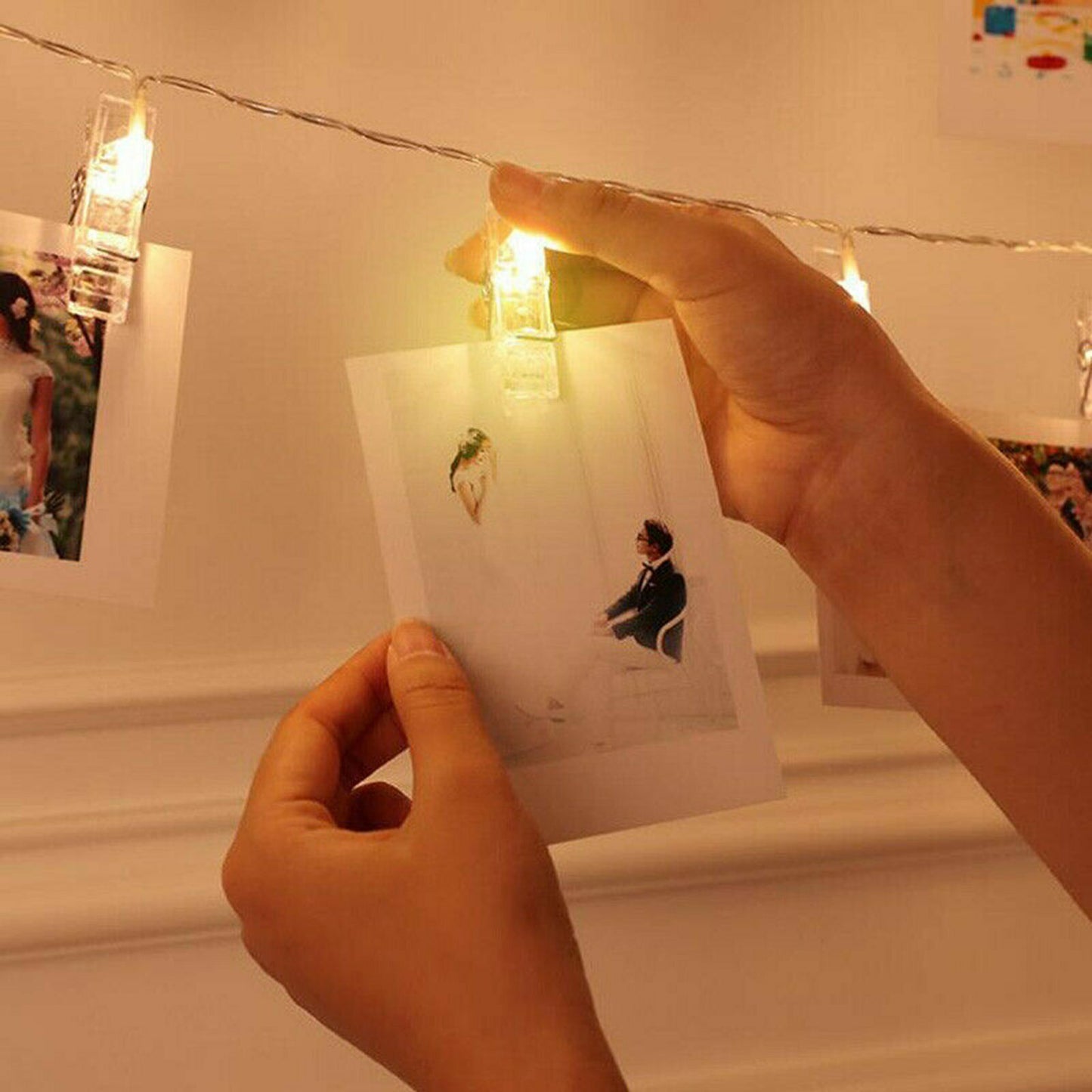 50 LED Hanging Picture Photo Peg Clip Fairy String Lights Wedding Party Decor