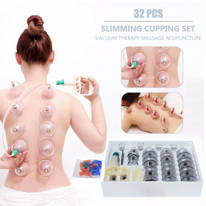 32 piece chinese vacuum cupping kit JINKANG brand Magnetotherapy suction cupping cups massage & 1 gua sha Scrapping plate