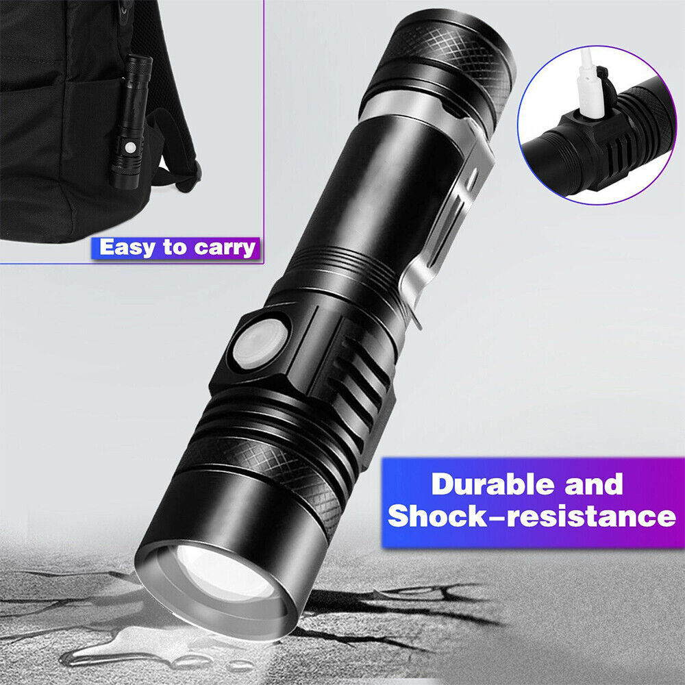 2X 60000lm CREE Q3-WC T6 LED Flashlight Torch USB Rechargeable Bike Mount