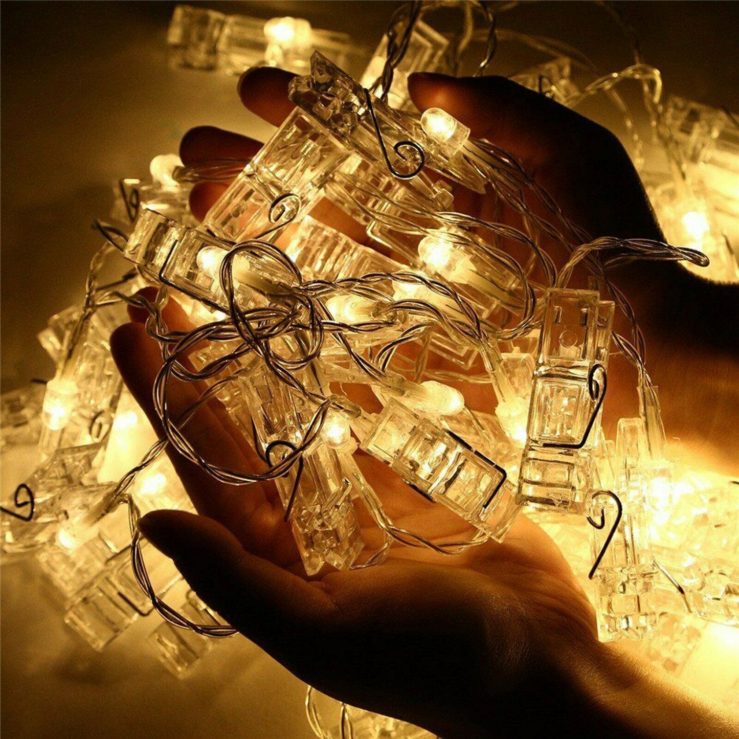 50 LED Hanging Picture Photo Peg Clip Fairy String Lights Wedding Party Decor