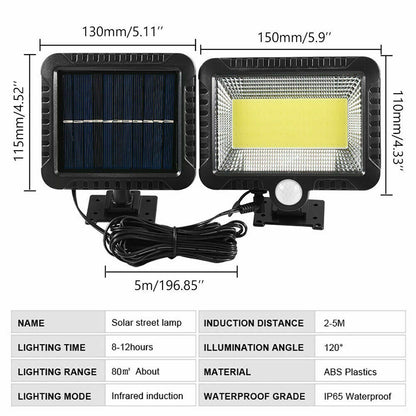 100Led Solar Sensor Light Motion Detection Security Garden Flood Lamp 1PCS