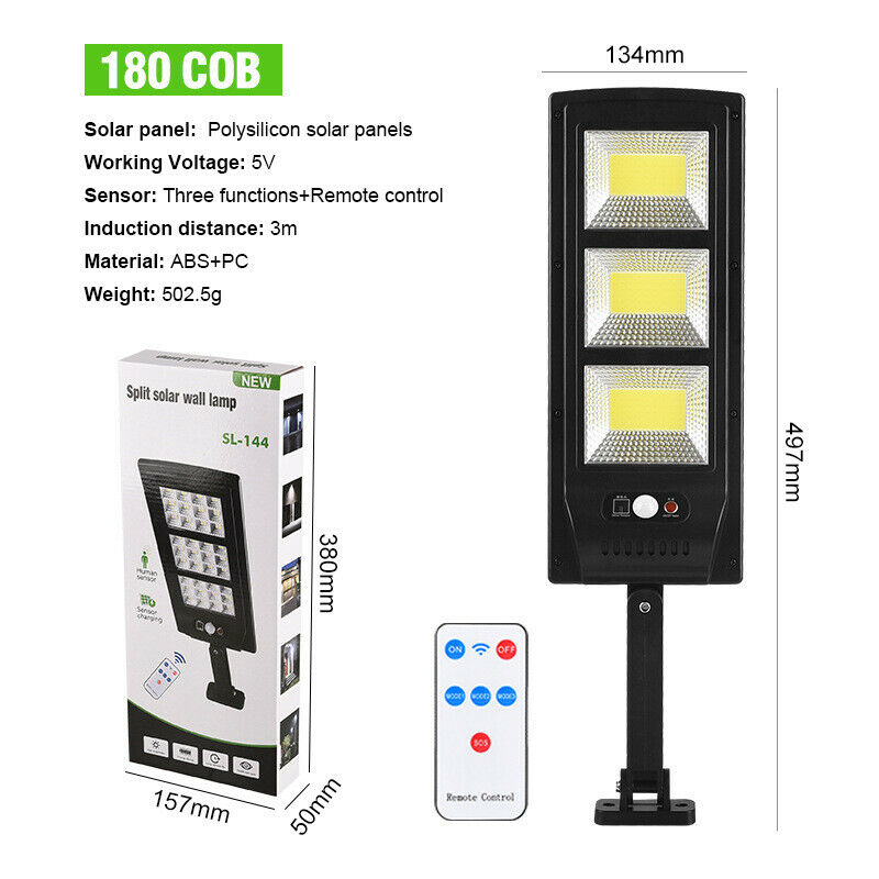 120 LED Solar Street Light Lamp Motion Sensor Lights Remote Garden Yard Flood