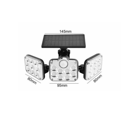 3 Head Solar Motion Sensor Light Outdoor Garden Wall Security Flood Lamp 138 LED, Integrated Type