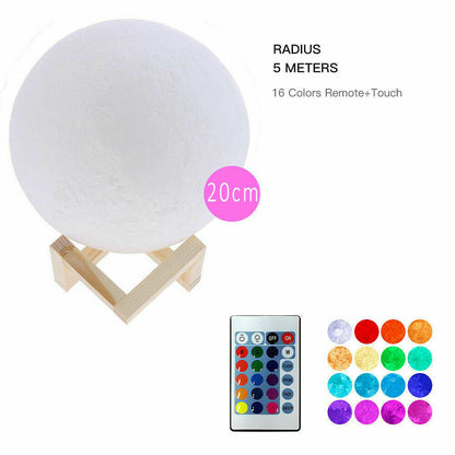 3D Lunar Moon Lamp Dimmable Moonlight LED Night Light Touch Pat Remote, 20cm