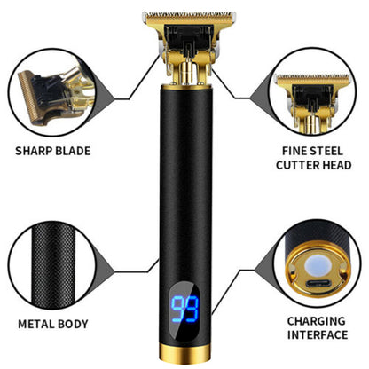 Men Portable Electric Hair Trimmer Clippers Beard Shaver Cutting Cordless AU LCD Black