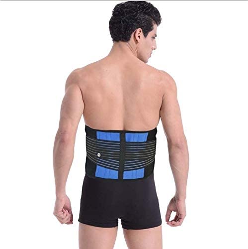 Sports Safety Black Blue Elastic Neoprene Warm Waist Protector Adjustable Waist Belt, Size:4XL Sports Safety