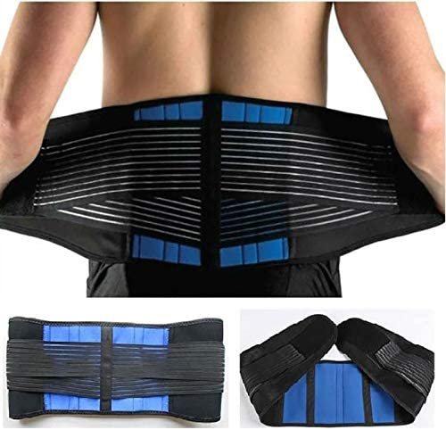 Sports Safety Black Blue Elastic Neoprene Warm Waist Protector Adjustable Waist Belt, Size:4XL Sports Safety