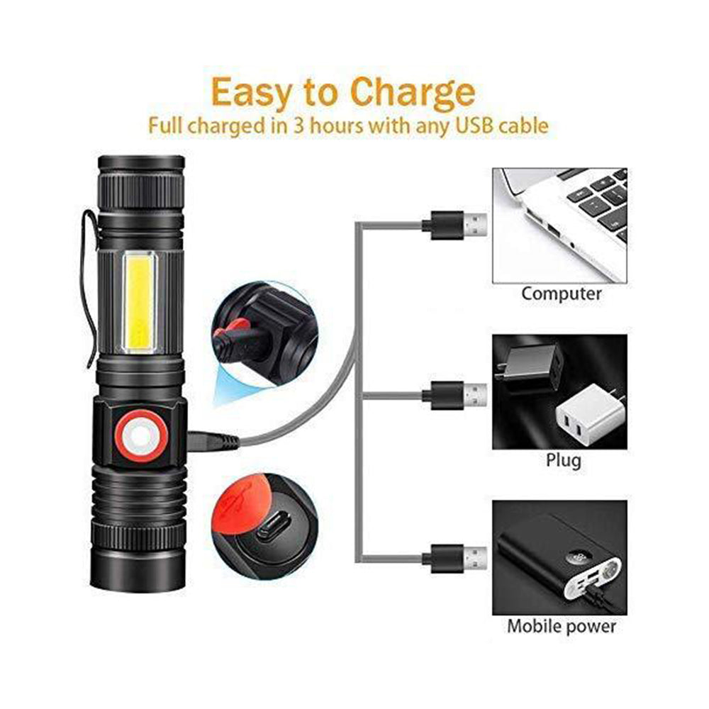 2x Super Bright Tactical Flashlight Rechargeable COB Torch Light Magnetic Light