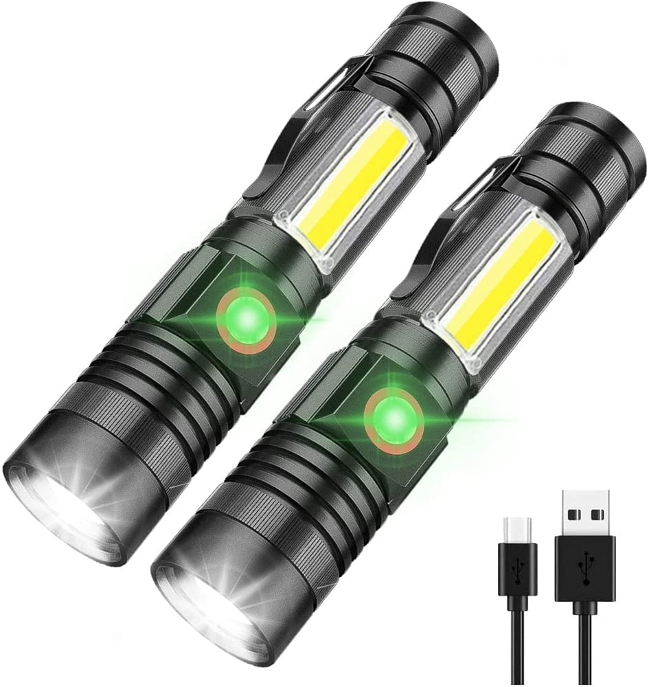 2x Super Bright Tactical Flashlight Rechargeable COB Torch Light Magnetic Light