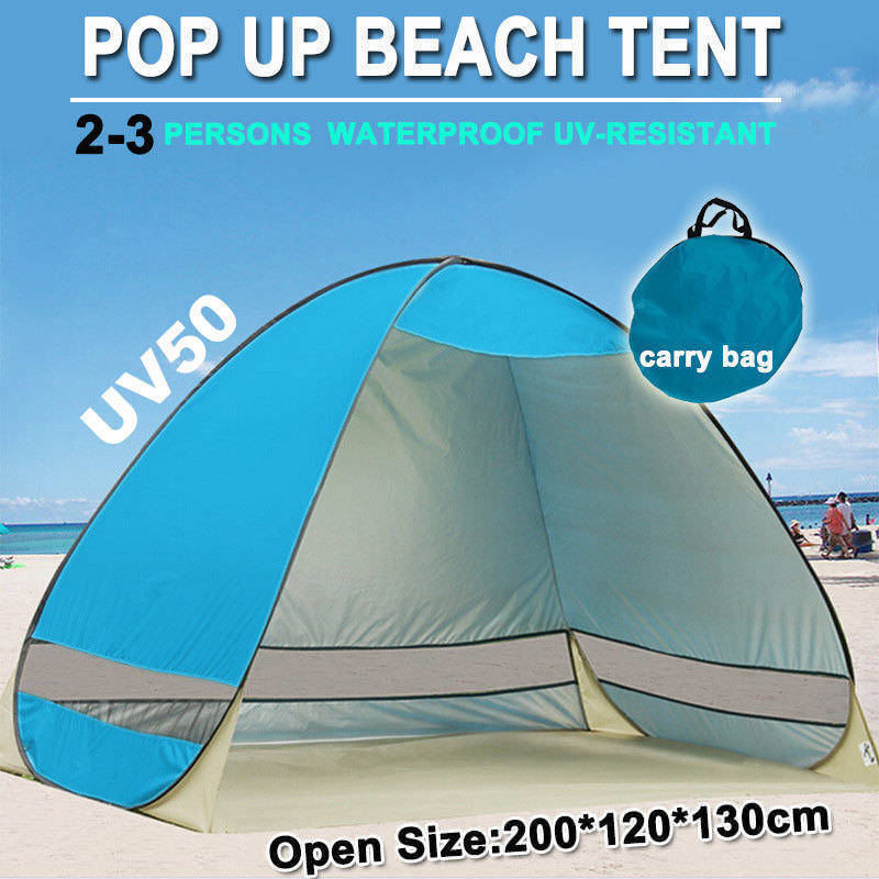 Pop Up Portable Beach Tent Canopy Sun Shade Shelter Summer Camping 2-3 Persons