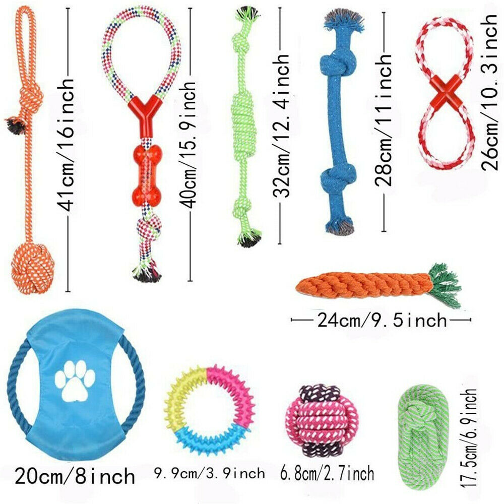 10pcs Indoor Outdoor Rope Interactive Dog Toys Training Toy Bite Teeth Cleaner