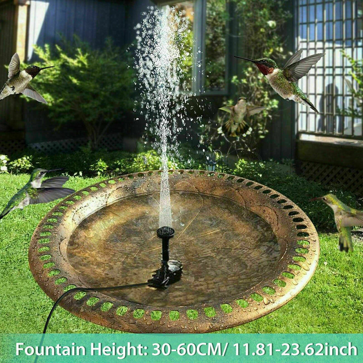 1.5W Solar Powered Water Fountain Pump Bird Bath Pond Pool Garden