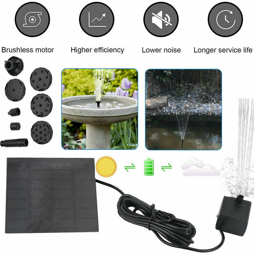 1.5W Solar Powered Water Fountain Pump Bird Bath Pond Pool Garden