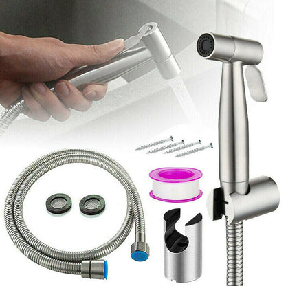 Shower Head Douche Hand Held Bidet Toilet Spray Jet Diverter Shattaf Kit Silver Chrome