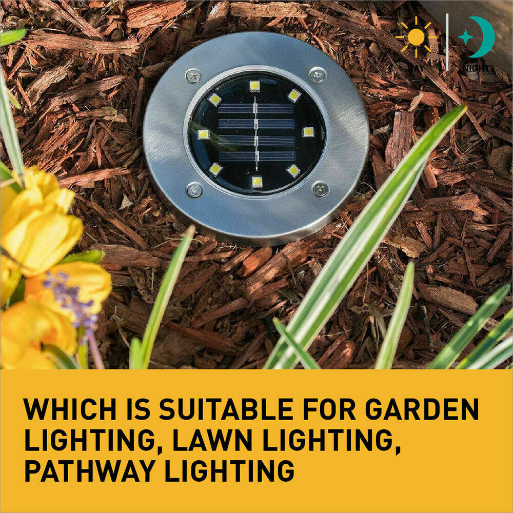 4x Solar Powered LED Buried Inground Recessed Light Garden Outdoor Deck Path