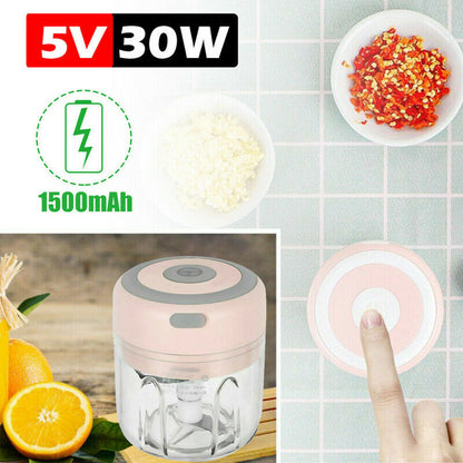 250ml Electric Garlic Food Chopper Vegetable Chopper Grinder Blender Crusher (Pink)