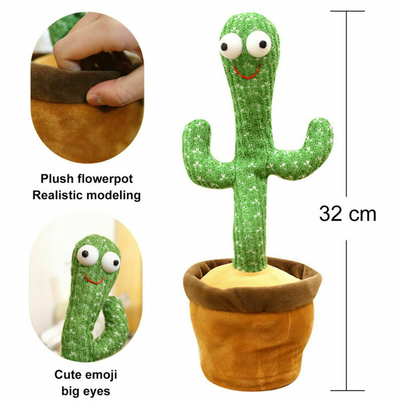 USB Dancing Cactus Plush Toy Electronic Shake with Song Funny Kids Baby Toy Gift