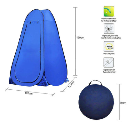 Blue Portable Pop Up Outdoor Camping Tent Toilet Shower Room w/ Zipped Window