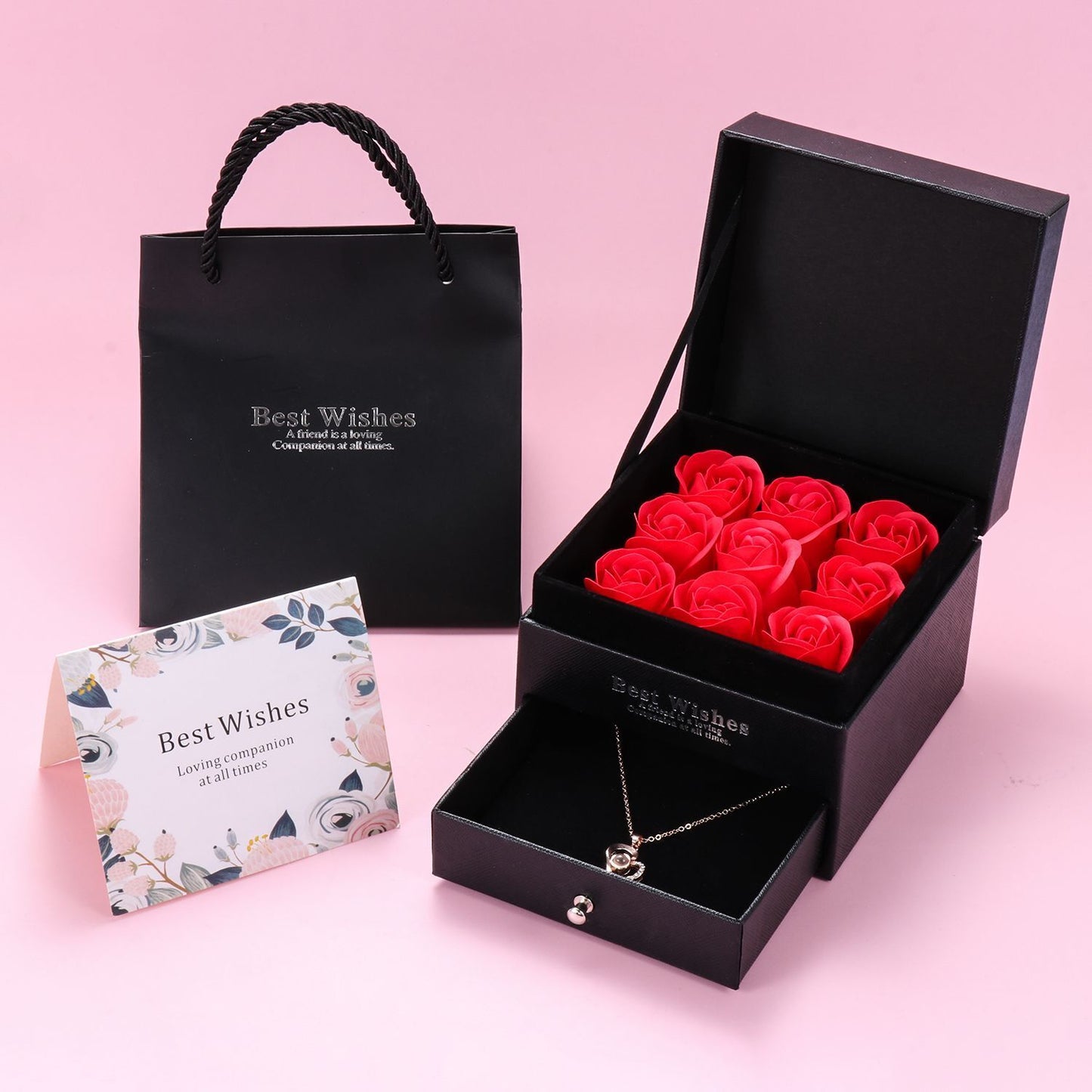 Projection Necklace Eternal Preserved Rose Handmade Flower Gift Box