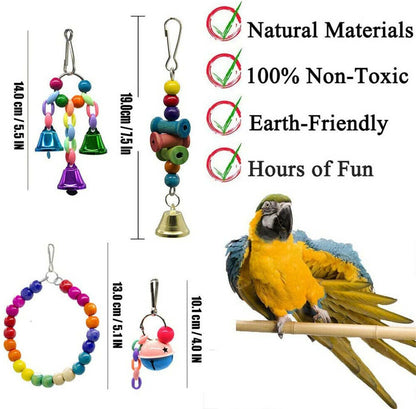 10PCS Bird Swing Chewing Toys Parrot Hammock Bell Parrot Cage Budgie Cockatiel