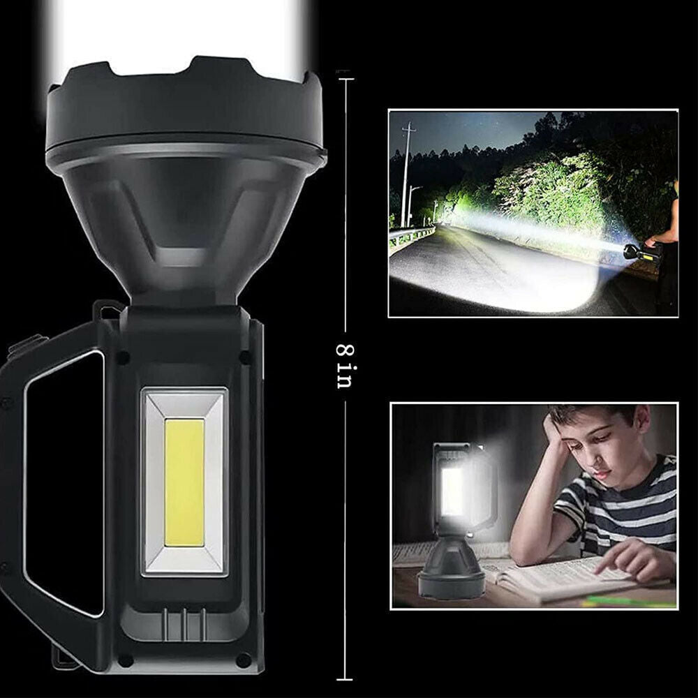 Solar LED Searchlight USB Rechargeable Spotlight Flashlight Torch Power Bank