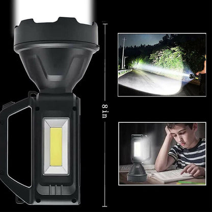 Solar LED Searchlight USB Rechargeable Spotlight Flashlight Torch Power Bank