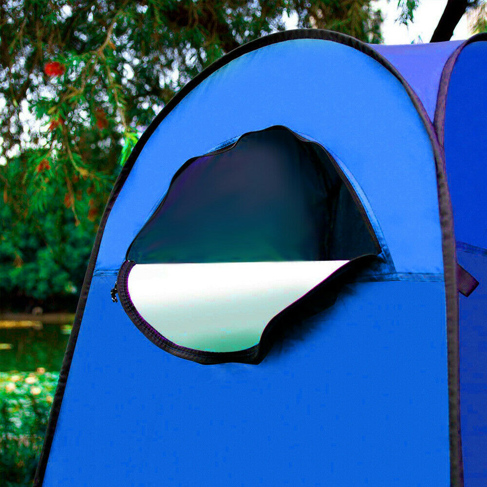 Blue Portable Pop Up Outdoor Camping Tent Toilet Shower Room w/ Zipped Window