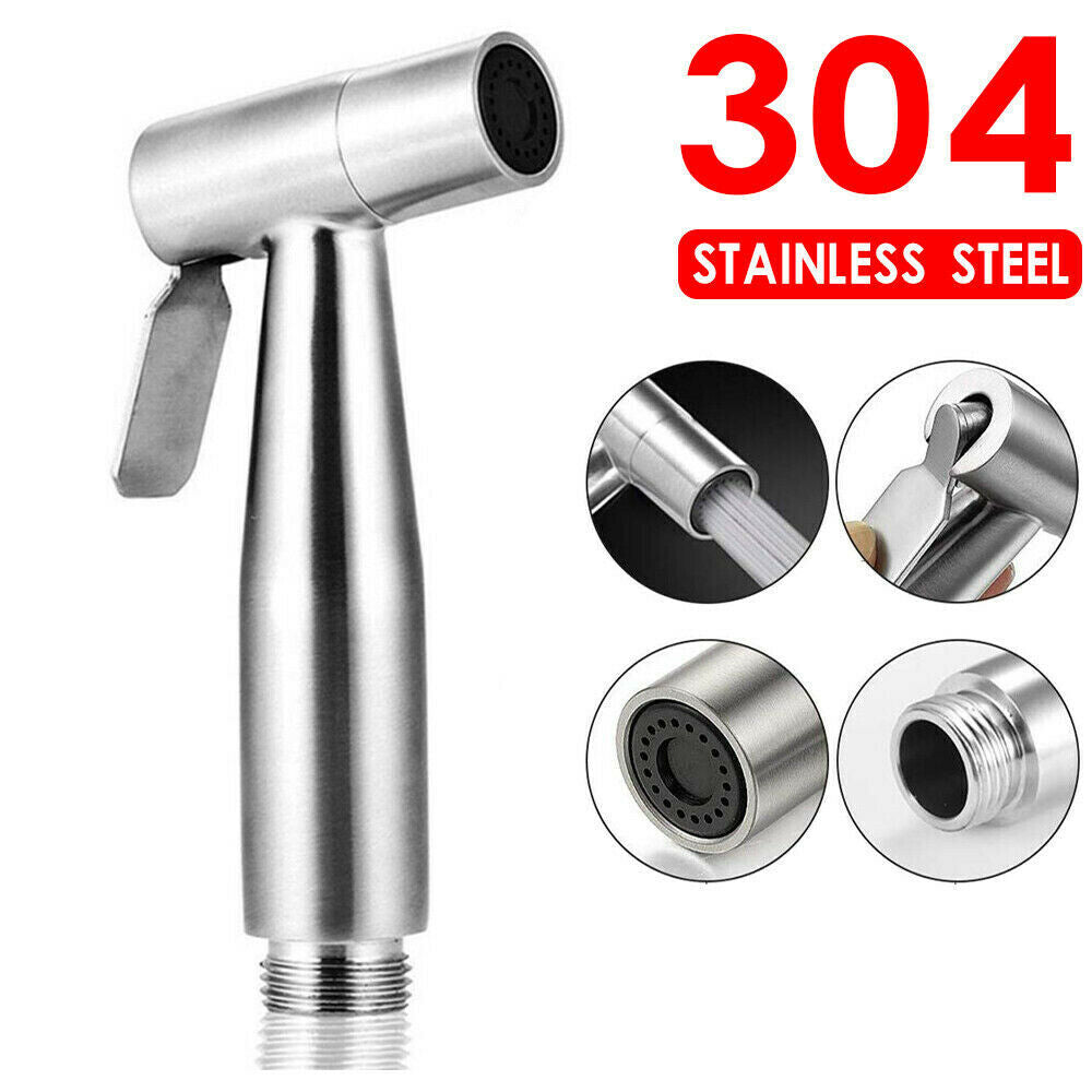 Shower Head Douche Hand Held Bidet Toilet Spray Jet Diverter Shattaf Kit Silver Chrome