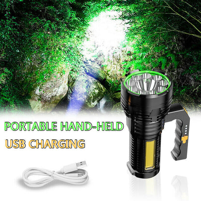 USB Rechargeable LED Searchlight Spotlight Hand Torch Work Light Lamp Flashlight