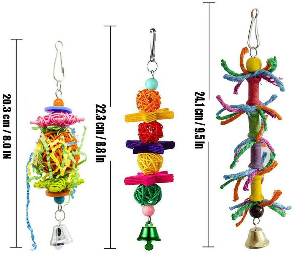 10PCS Bird Swing Chewing Toys Parrot Hammock Bell Parrot Cage Budgie Cockatiel