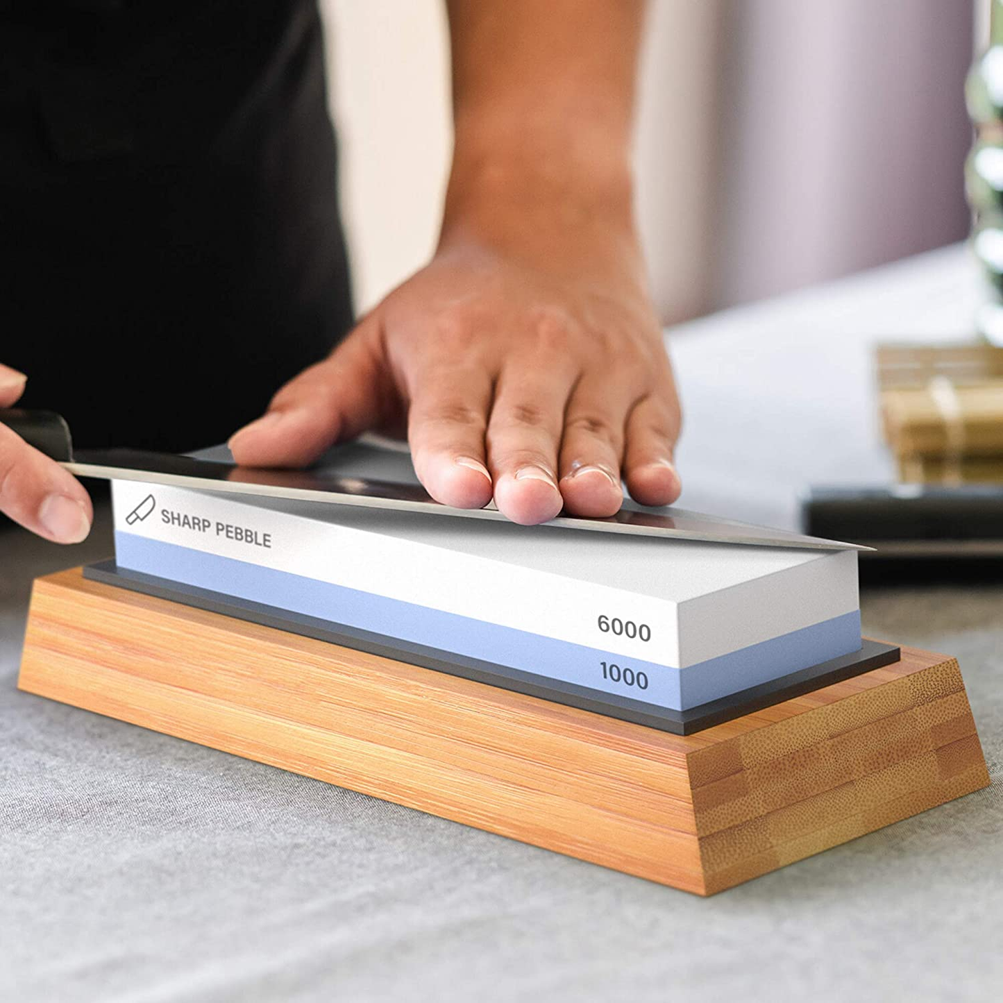 Sharp Pebble Premium Whetstone Knife Sharpening Stone 2 Side Grit 1000/6000