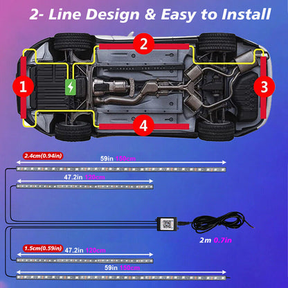 RGB 4X Strip LED Rock Underbody Underglow Light Tube Under Car Truck Neon Kits