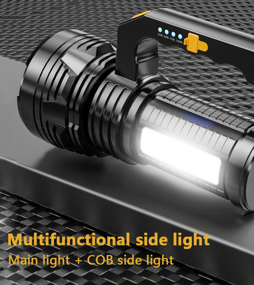 USB Rechargeable LED Searchlight Spotlight Hand Torch Work Light Lamp Flashlight