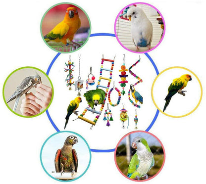 10PCS Bird Swing Chewing Toys Parrot Hammock Bell Parrot Cage Budgie Cockatiel