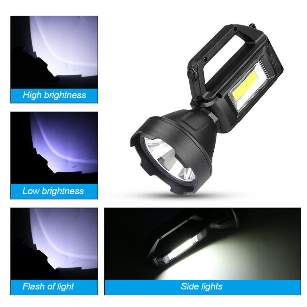 Solar LED Searchlight USB Rechargeable Spotlight Flashlight Torch Power Bank