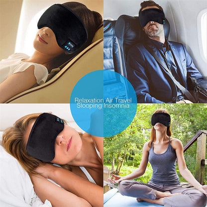 Wireless Bluetooth 5.0 Stereo Eye Mask Headphones Earphone Sleep Music Mask PB, Black